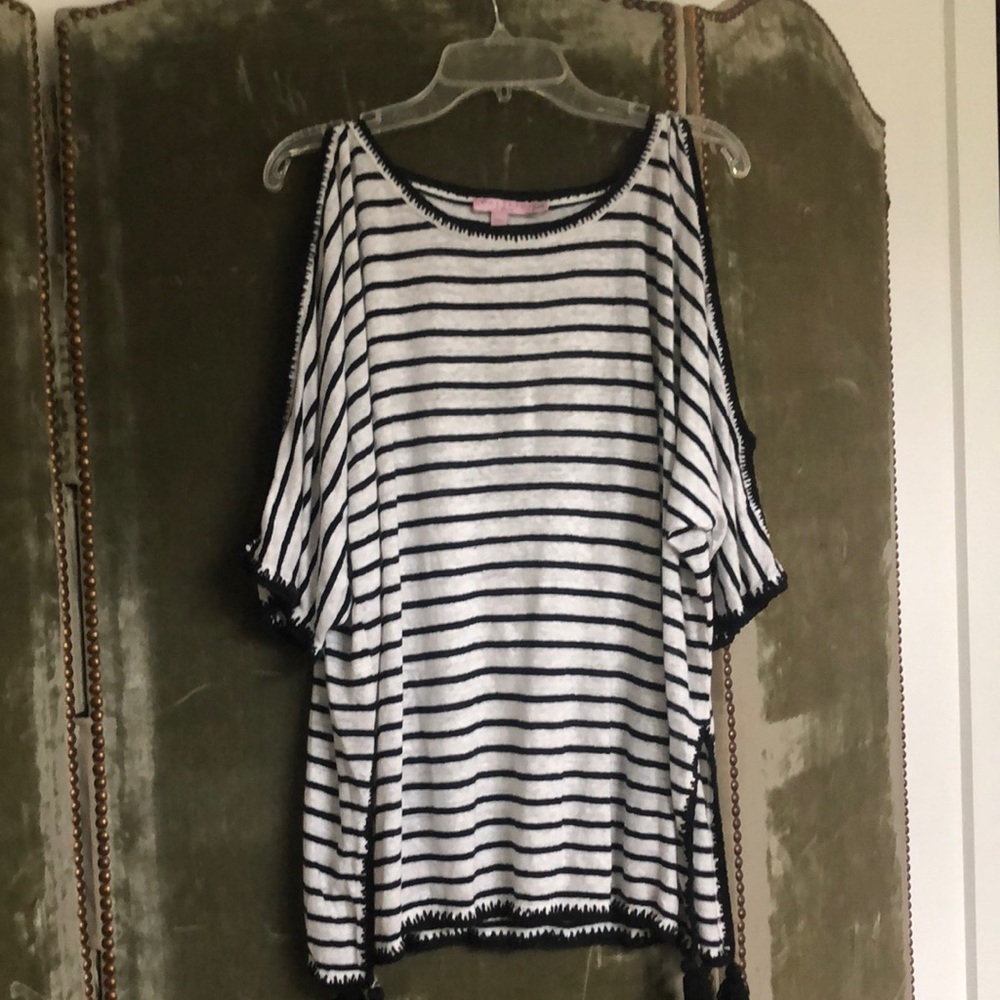 Black and white stripe cotton shirt